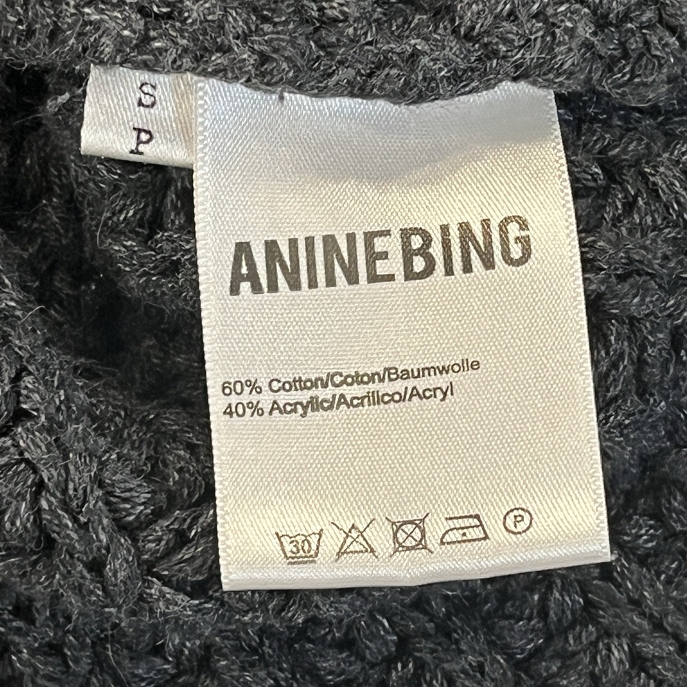 Anine Bing‎ Chunky Knit Sweater Womens Small Oversized Boxy Crewneck Charcoal - Picture 7 of 8